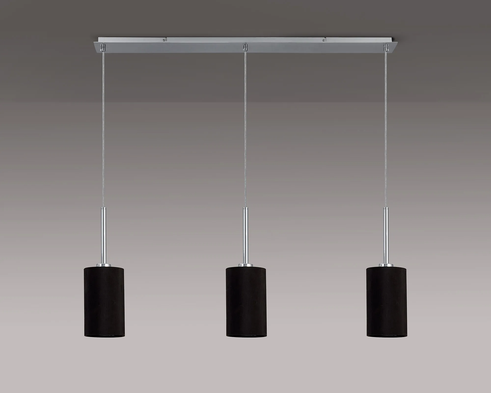 Baymont 12cm Shade 3 Light Pendant Polished Chrome, Black/White DK0767  Deco Baymont CH BL
